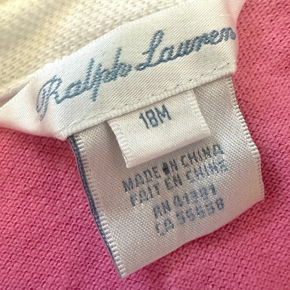 Ralph Lauren Patchwork Pastel Baby Girls Frill Polo Dress 18M Pony Madras‎ Retro